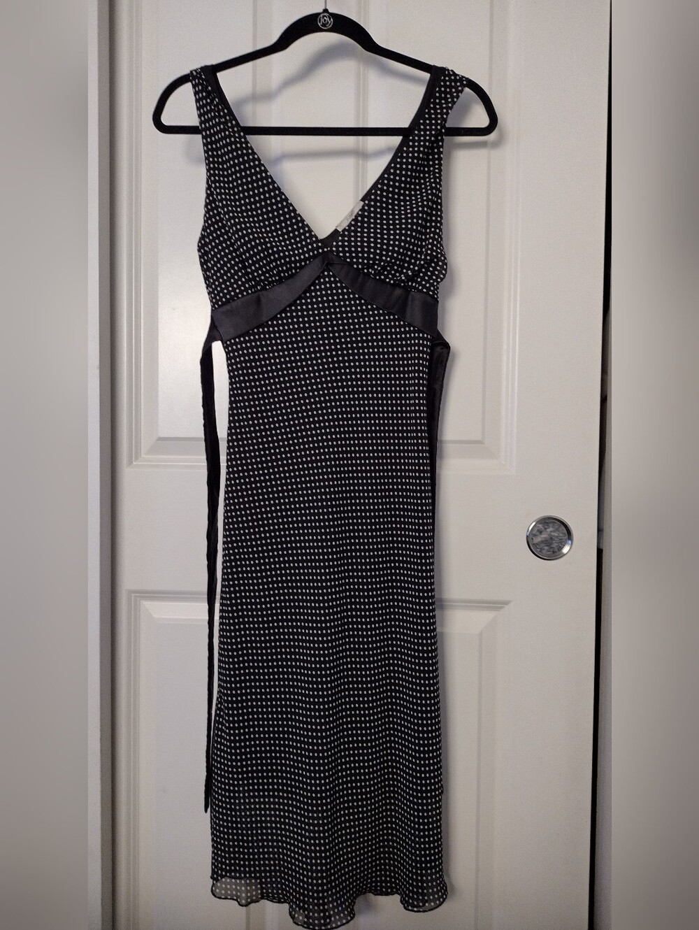 Jump Black and White Polka Dot V‑Neck Midi Dress